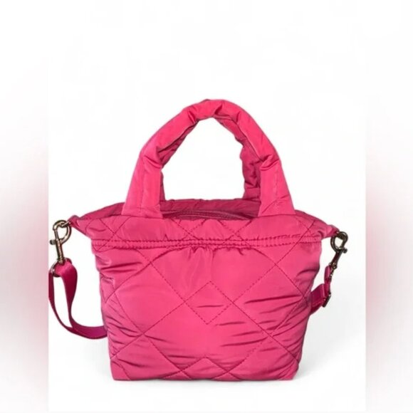 NWOT Marc Jacobs Small Tote Quilted Nylon Peony Pink Crossbody Bag Purse - Picture 3 of 7